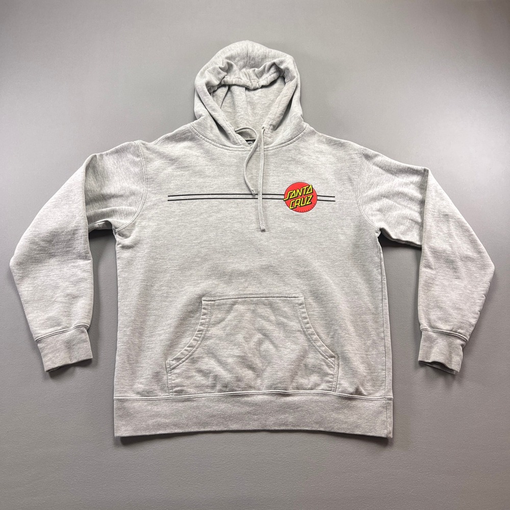 Santa Cruz Classic Dot Pullover Hoodie Mens Large Heathered Gray Kangaroo Pocket